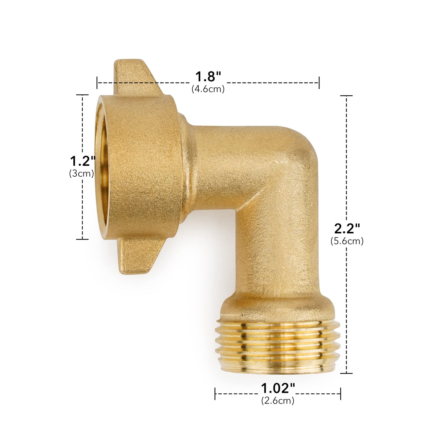 Stanbroil 90 Degree Garden Hose Elbow Adapter- Solid Brass Fittings, RV Accessories for Outside Water Faucet 3/4" FHT x 3/4" MHT (2 Pack)