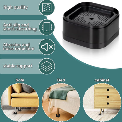 Zeylju 24 Pack Furniture Risers, Bed Risers,Heavy Duty Square Stackable, Adjustable Height 1.38/2.17/2.9 Inch for Bed,Desk,Sofa,Chair,Table Leg Lift, Washer Machine Storage Lifts Appliances(Black)