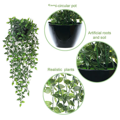 Artificial Hanging Plants - 2 Pack Fake Hanging Greenery Plant Hanging Mandala Vines Plant Potted for Décor for Indoor Outdoor Décor