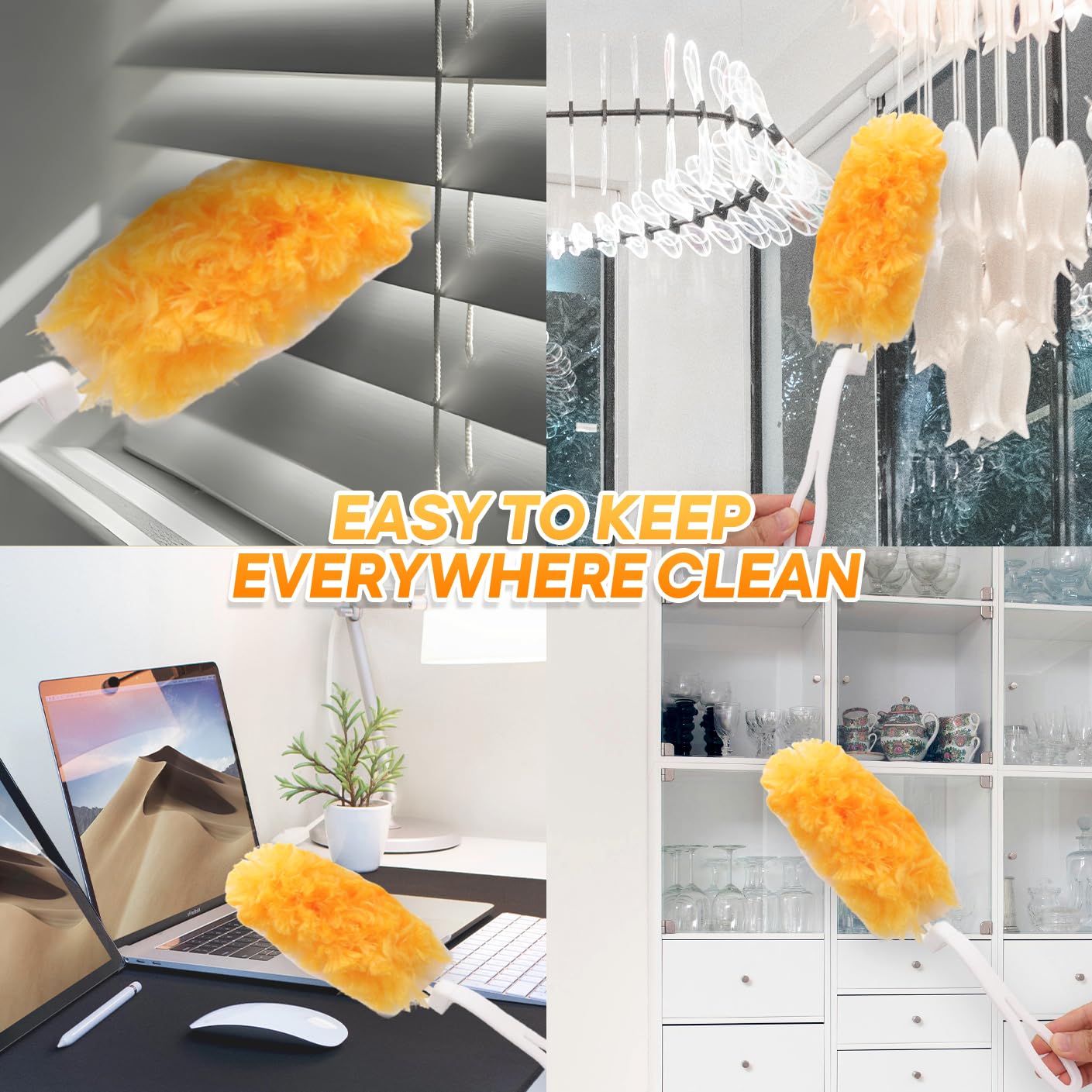 60Pack Duster Refills Compatible with Swiffer Duster,Heavy Duty Multi Surface 360 Microfiber Refills,Unscented Disposable Dusters Kit for Cleaning Dusting Furniture Blind Ceiling Fan(60 Pcs+ 1 Handle)