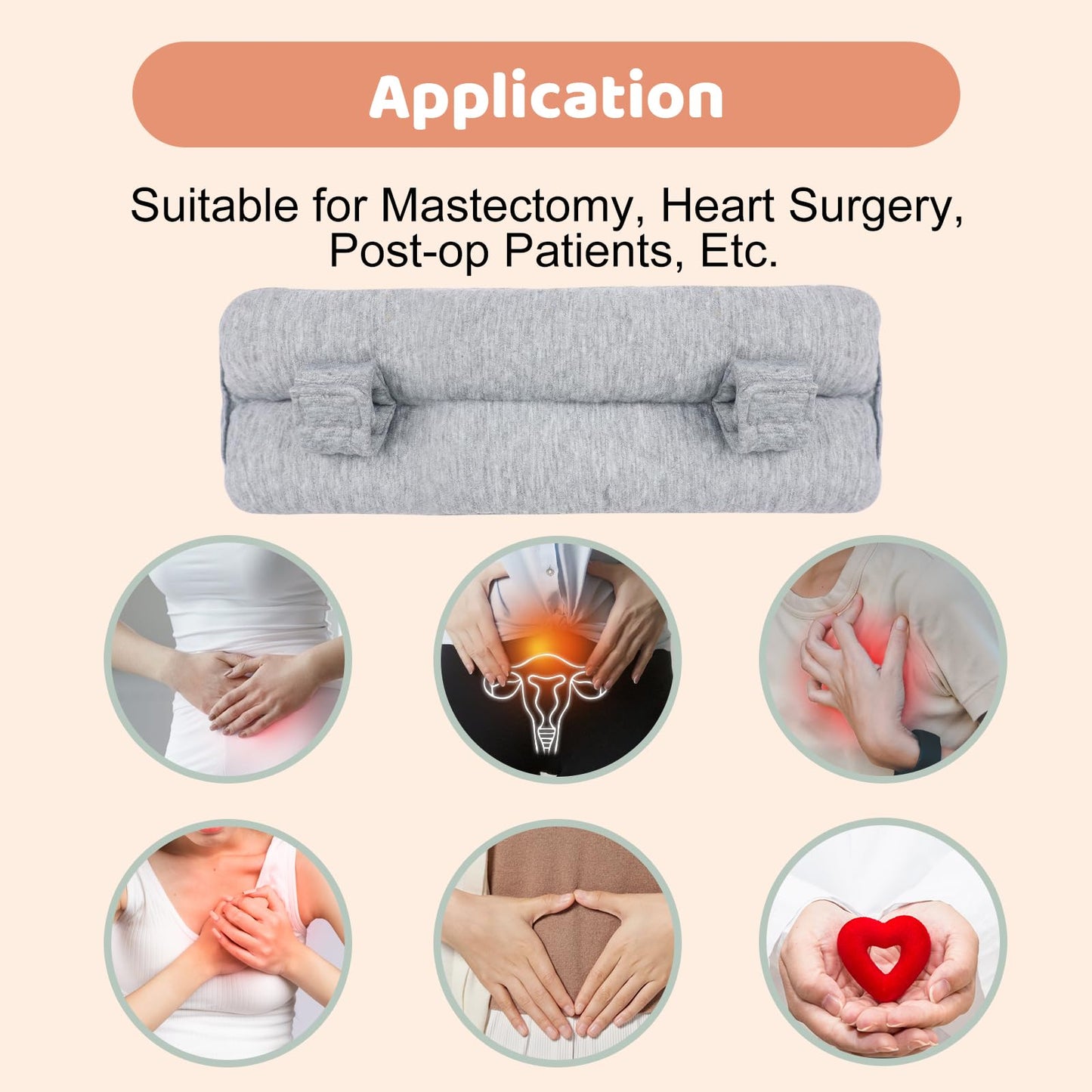 RoamReady Seat Belt Pillow Post Surgery for Mastectomy and Heart Surgery, Mastectomy Recovery Supplies, Heart Operation Recovery Support Cushion for Chest Chemo Port, Recovering Gifts(Light Gray)