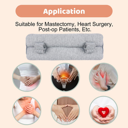 RoamReady Seat Belt Pillow Post Surgery for Mastectomy and Heart Surgery, Mastectomy Recovery Supplies, Heart Operation Recovery Support Cushion for Chest Chemo Port, Recovering Gifts(Light Gray)