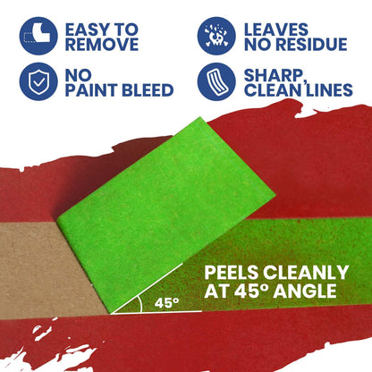 ADHES Green Masking Tape 1.2 Inch x 55 Yards – 5 Rolls, UV Resistant, No Residue, Multi-Surface Painters Tape, Automotive Masking Tape for Indoor & Outdoor, DIY, Arts, Crafts, Labeling