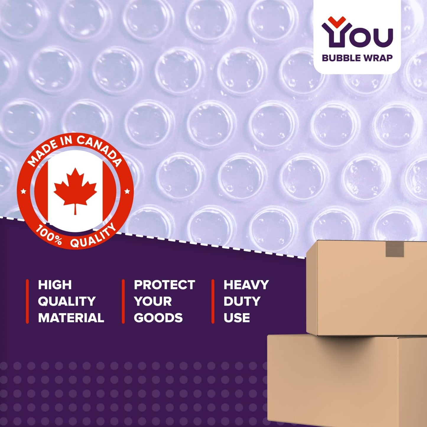 YOU Bubble Wrap Cushioning Rolls for Moving and Packing | Moving Supplies | Air Wrap | MADE in CANADA | 12 Inch x 72 Feet total | Perf every 12 inch | Papier bulle pour emballage | Small Bubble 3/16 |