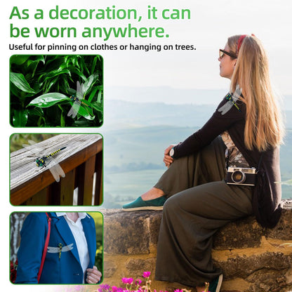 Realistic Dragonfly Clips - Large Artificial Simulated Dragonfly Pins for Clothing/Backpacks/Hats, Natural Fly Repelling Decor for Camping & Outdoor Activities (Green-3pcs)