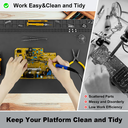 Premium Large Soldering Mat, 23.7 x 13.8 inch Heat Resistant 932°F Repair Work Mat Large Silicone Soldering Mat for Soldering, Electronics, Computer, Cellphone Repair Etc