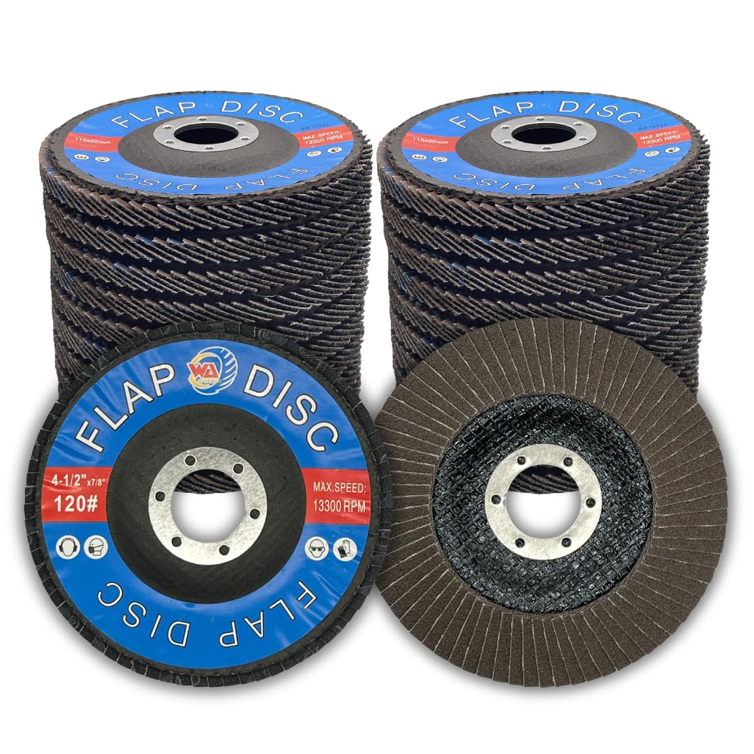WA GRINDER 22PACK 4-1/2" x 7/8" inch Assorted Grit Zirconia/Alumina Flap Disc [40Grit(x10), 80Grit(x10), 120Grit(x2)] for Angle Grinder Sanding Disc, Grinder Disc for Metal and Woodworking 4 1/2 Inch