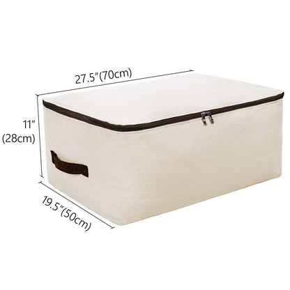 Pack of 2, 70 * 50 * 28cm, Big Size Soft Cotton Canvas Clothes Storage Bags for Garment, Sweaters, Duvets, King/Queen Size Bedding Organizer Containers, Breathable, Washable