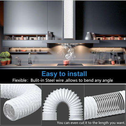 Hon&Guan Dryer Vent Hose 3 Inch Ducting Insulated 16FT Air Duct with 2 Clamps,Heavy-Duty Three Layer PVC and Aluminum Flexible Duct Protection for HVAC Ventilation, Duct Fan Systems(75mm-5M)