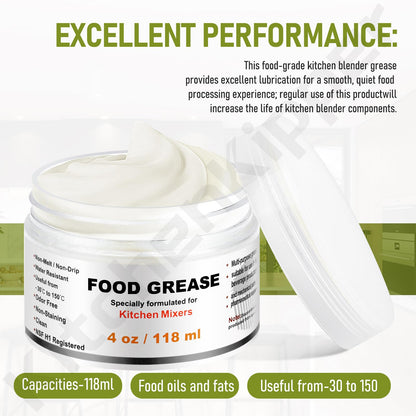 4 Oz Food Grade Grease for Kitchenaid Stand Mixer, Universally Compatible with Kitchen Stand Mixers - Equipped with 9709511 4162324 Gasket and Spatula
