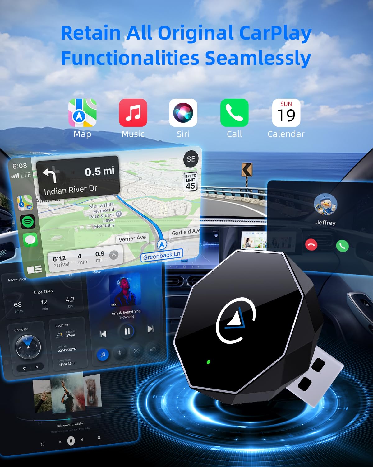 Wireless CarPlay Adapter for iPhone,Mini USB Design,2025 Upgrade with Built-in Wired for Apple CarPlay Plug and Play Fast Stable Connection Car Play for iPhone12 Above (ZS01)