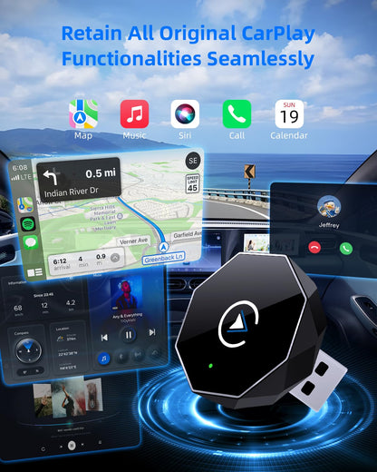 Wireless CarPlay Adapter for iPhone,Mini USB Design,2025 Upgrade with Built-in Wired for Apple CarPlay Plug and Play Fast Stable Connection Car Play for iPhone12 Above (ZS01)