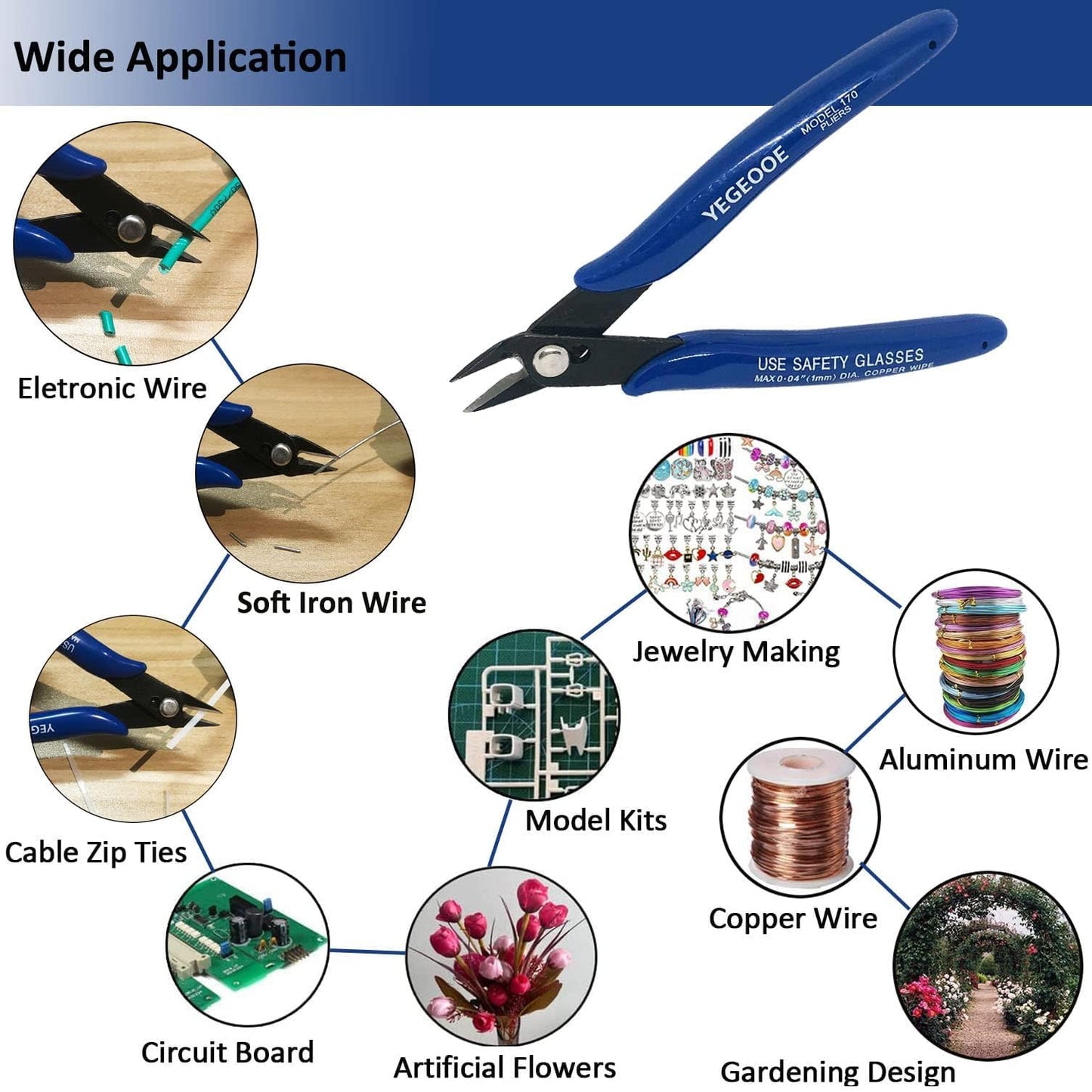 YEGOOD Small Wire Cutters, 10PACK Precision Diagonal Cutting Pliers Side Cutter, Nippers, Micro Flush Cutters, Shear Cutters, Wire Snips