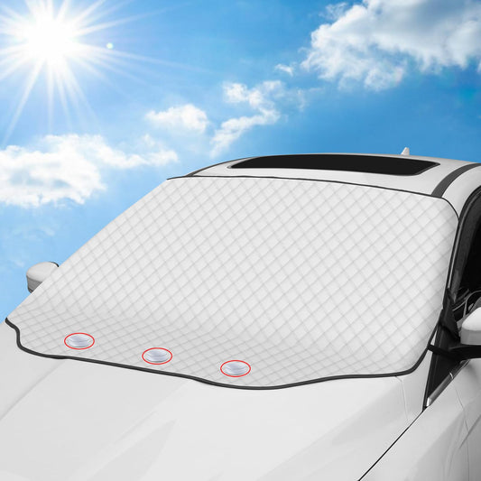 Tevlaphee Windshield Cover for Ice and Snow, Windshield Snow Cover, Magnetic, Car Windshield Snow Cover, Against Snow, Ice, Frost, Dust, Sun, Fits Most Cars Trucks Vans Suvs, 197 * 128cm (Silver-2)
