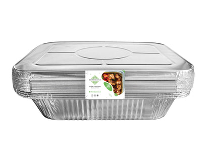 Sturdy Pack Aluminum Foil Pans with Lids, 9"x13"x2.5" – Half-Size Disposable Steam Table Pans for Catering, Baking, Cooking, Roasting – 10 Pack with Lids