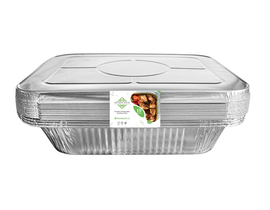 Sturdy Pack Aluminum Foil Pans with Lids, 9"x13"x2.5" – Half-Size Disposable Steam Table Pans for Catering, Baking, Cooking, Roasting – 10 Pack with Lids