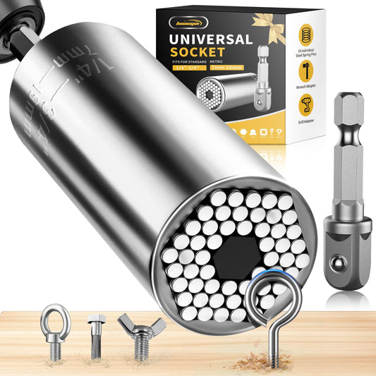 Valentines Day Gift for Him Gifts for Men Super Universal Socket Tools Valentines Father Day Dad Gifts Socket Set with Power Drill Adapter (7-19 MM) Dad Cool Gadgets for Men