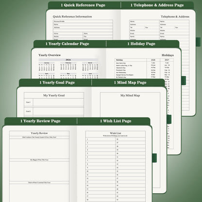 Planner, Undated Daily Planner with To Do List, 365 Days Planner for ADHD Adult, Agenda for Women Men, Hourly Planner Notebook for Goal Setting, Productivity Planner with Calendar, 8.3" x 5.8" (Green)