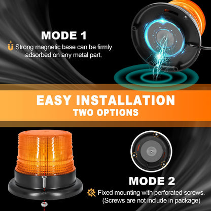 Beacon Lights for Trucks,Emergency Flashing Lights for Vehicles,Magnetic Rooftop Strobe Lights for Snowplow Work Truck Tow Mail Car,Amber Warning Lights - Ensure Night and Highway Driving Safety
