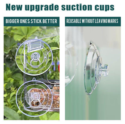 WLLKOO Window Bird Feeder 2 Pack with Strong Suction Cups, Clear Bird feeders for Viewing, Bird Feeders for Outdoors Outside with Drain Holes