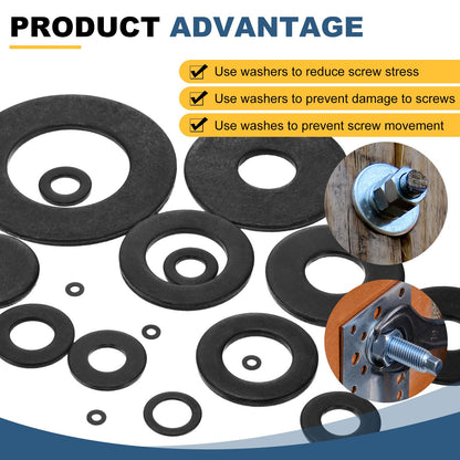 uxcell 20Pcs Carbon Steel Flat Washers, M6x30x3mm Black Oxidized Grade 8.8 Washer, Seal Gaskets Flat Ring for Screws Bolts Machinery Repair, Outdoor Construction