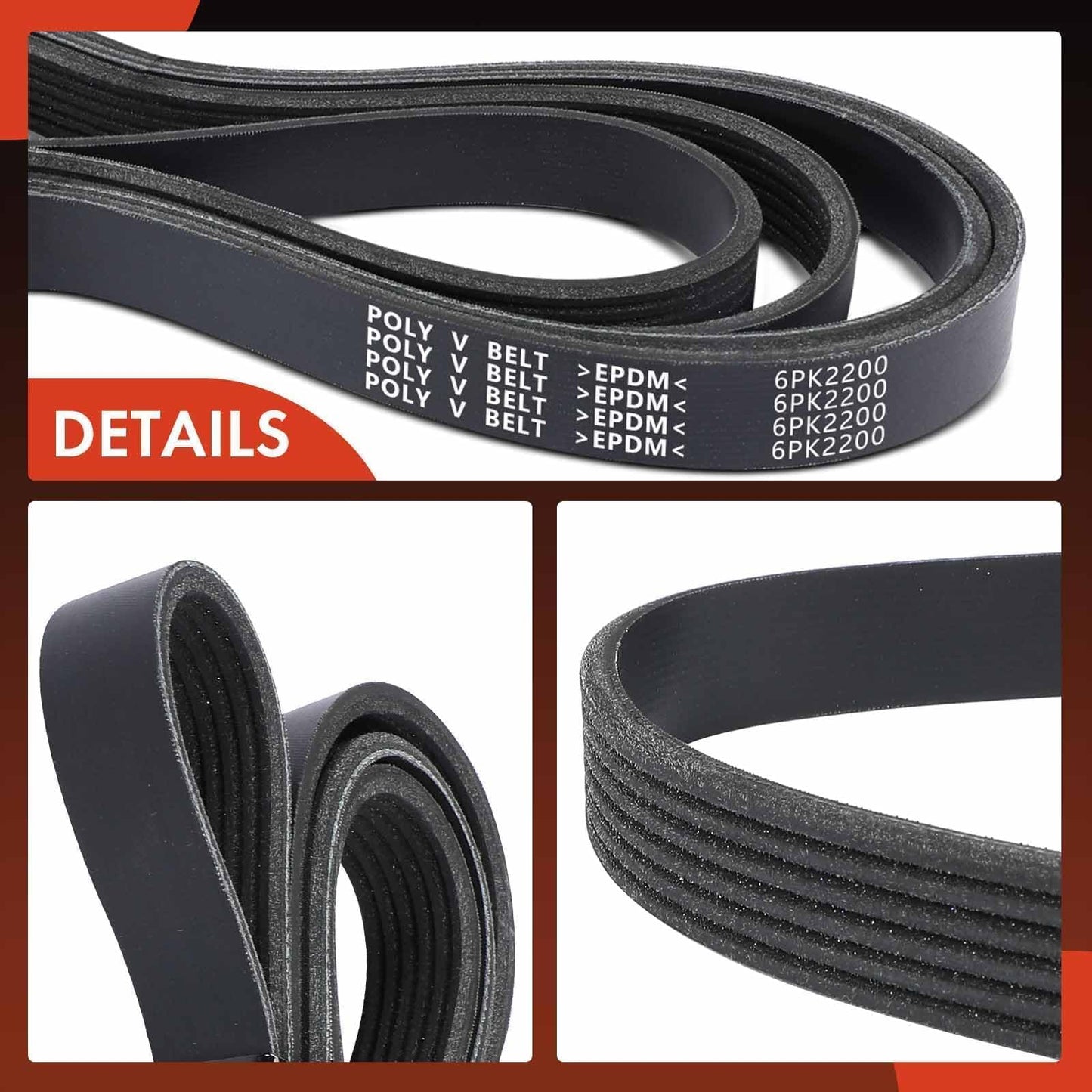A-Premium Engine Serpentine Drive Belt Compatible with Ford, Jeep, Mitsubishi, Dodge, Mazda & Mercury Cars - Explorer 2000-2001, Ranger, Grand Cherokee, Commander, Outlander, Lancer, Nitro & More