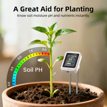 6-in-1 Soil Test Kit for Gardening Deals,2026 Rechargeable Digital pH Meter/Temperature/Sunlight/Fertility/Environmental and Soil Moisture Meter with LCD Display for Indoor/Outdoor Plants