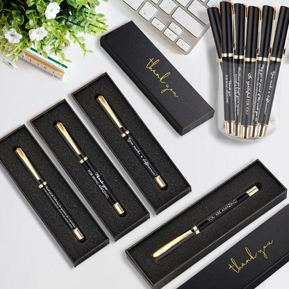 10 Sets Inspirational Thank You Gifts Employee Appreciation Ballpoint Pens with Gift Boxes Motivational Quote Pen Bulk Gifts for Teacher Staff Coworkers Student School Graduation(Black)