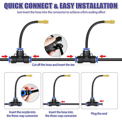 360° Adjustable Drip Irrigation System with 5/16"-50ft Hose 15 Pcs Nozzles Atomizing Irrigation System for Garden Watering System Drip Irrigation Kit for Plant Yard Lawn (50ft)