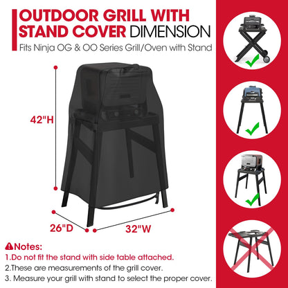 Unicook Cover Compatible with Ninja Woodfire Grill OG700 OG800 OG900 OO100 Series on Outdoor Collapsible Stand or Adjustable Stand,Heavy Duty Waterproof BBQ Grill Cover for Outdoor