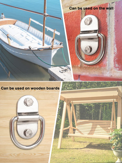 TooTaci D-Ring Tie Down Anchors 1/4" Heavy Duty,10pcs Stainless Steel Trailers Tie Down Anchor 1200BLS for Boats,Trailers Trucks RV,Warehouse,Garage,D Rings Anchor for Floor,Wall,Ceiling Mount