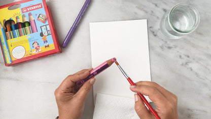 STABILO Multi-Talented Pencil woody 3 in 1 duo - Pack of 6 - Assorted Colors with Sharpener