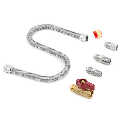 Stanbroil One Stop Gas Appliance Hook Up Kit, Brass Gas Ball Valve and Flexible Gas Connector with Fittings for Garage Heaters, Gas Stoves, Wall Mounted Heaters, Gas Fireplace and Gas Dryer