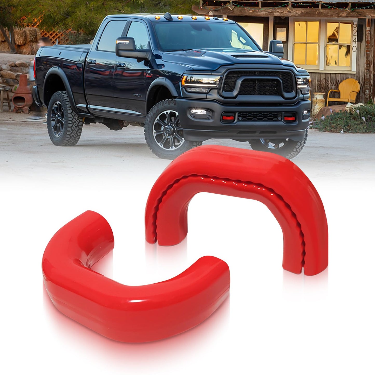 TOVIIEA Tow Hitch Covers for Dodge RAM 2500/3500 2019-2026 Thicken Upgrade,Tow Hook Cover Compatible with Dodge RAM 2500/3500 2019-2026 Accessories,2PCS (RED)