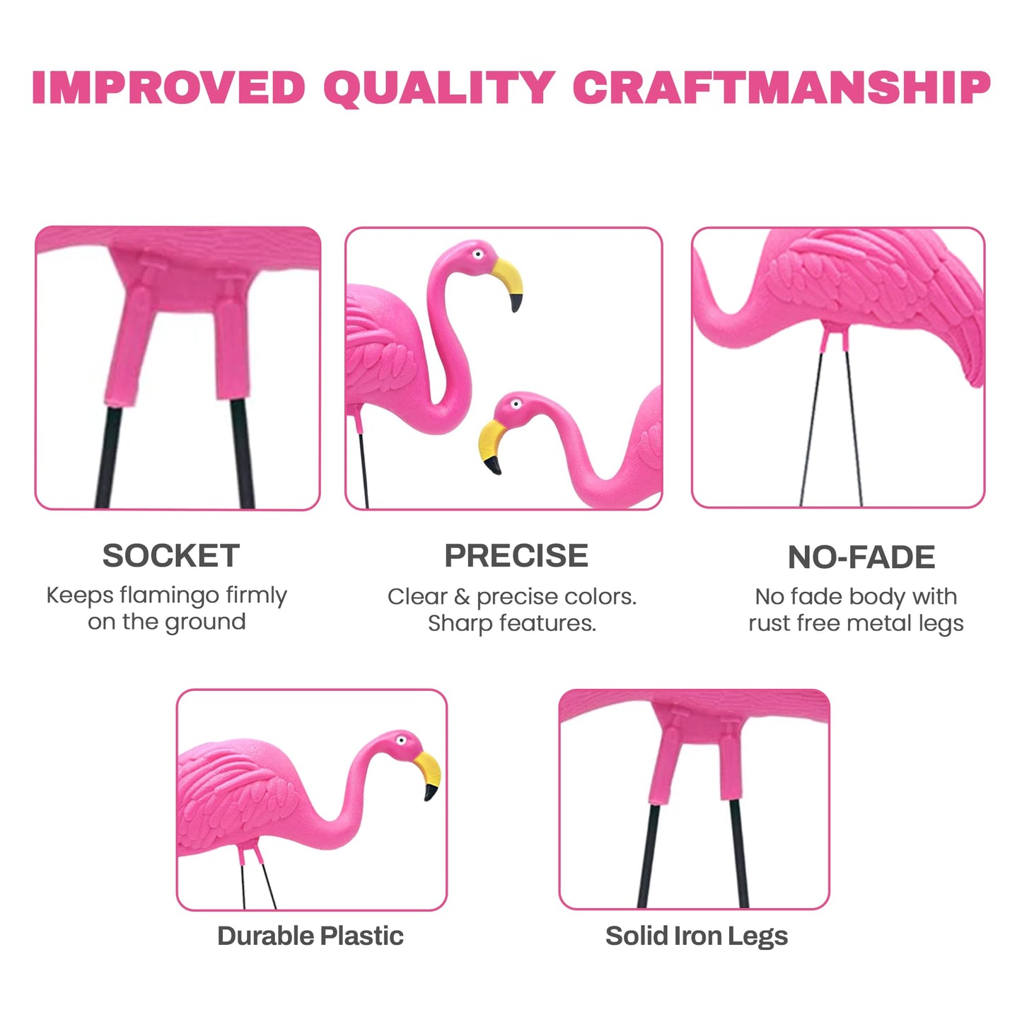 2 Pink Flamingos Yard Decorations - Large 23 inch Ornament Statues - Outdoor Garden Lawn Flamingo Decor by 4E's Novelty
