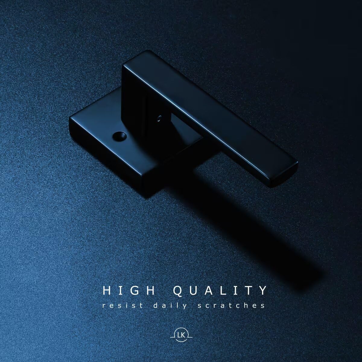 Linkaa Black Keyless Door Locks for Front Door，Bedroom Bathroom Door Lever，Interior Door Handle with Lock,Exterior Door Knob（Privacy，Push Button Lock，1 Pack）