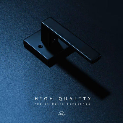 Linkaa Black Keyless Door Locks for Front Door，Bedroom Bathroom Door Lever，Interior Door Handle with Lock,Exterior Door Knob（Privacy，Push Button Lock，1 Pack）