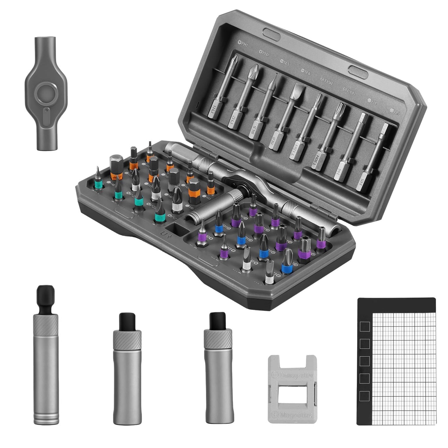 42 in 1 Magnetic Screwdriver Set,Ratchet Screwdrivers Kit with 40PCS Magnetic Bits&Detachable Ratchet Handle,Multi Bit Magnet Screw Drive,Household Wrench Screwdriver Tool Combination Set (42 in 1)