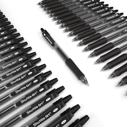 Shuttle Art Black Gel Pens, 48 Pack(20 Gel Pens with 28 Refills) Retractable Medium Point Rollerball Gel Ink Pens Smooth Writing with Comfortable Grip for Office School Home Work