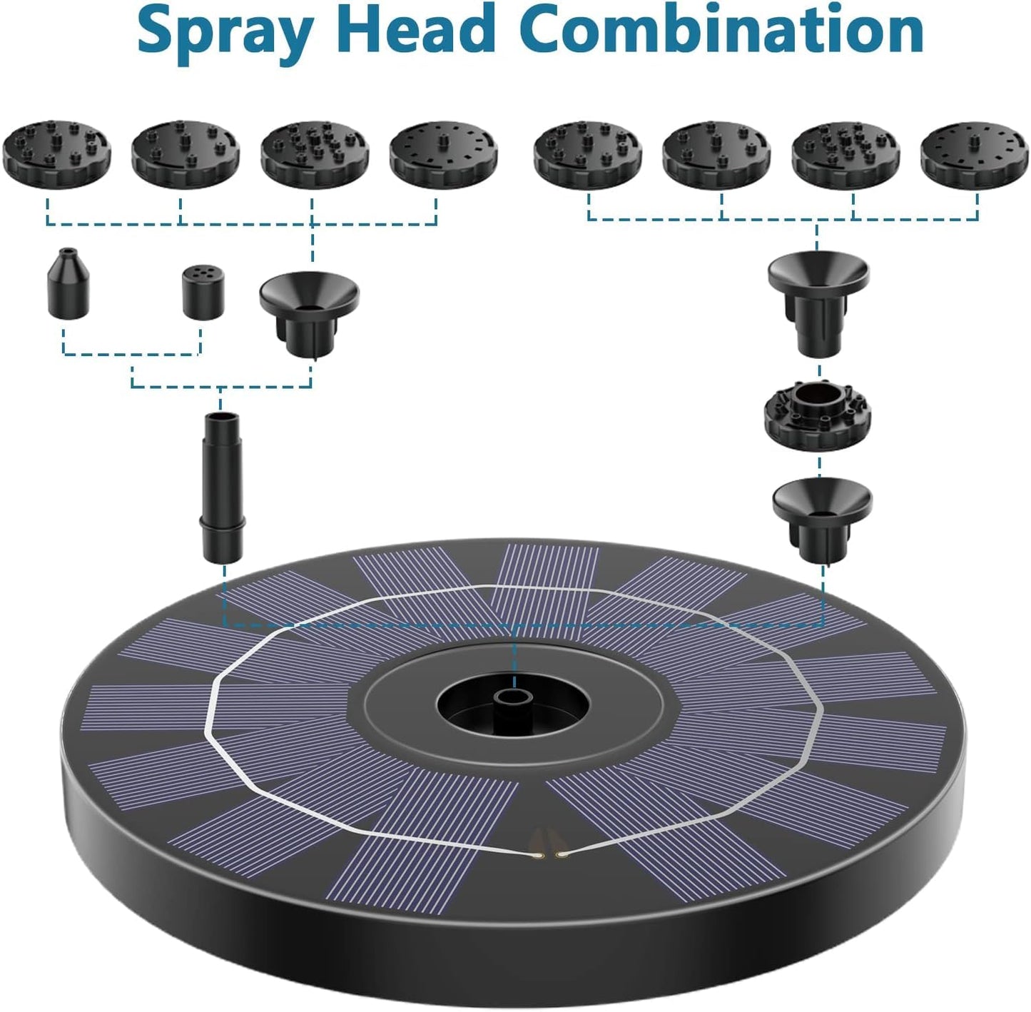 AMZtime Solar Fountain for Outdoors 2026 Upgrade 3.5W Solar Water Fountain, Solar Pond Pump with 10 Spray Effects - Floating Fountain Pump for Garden Pond, Bird Bath & Fish Tank