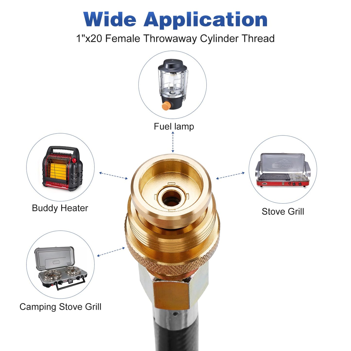 WADEO 12 FT Propane Quick Connect Hose for RV to Gas Grill, 1/4" Quick Connect Hose Converter Replacement for 1 LB Throwaway Bottle Connects 1 LB Portable Appliance to RV 1/4" Female Quick Disconnect