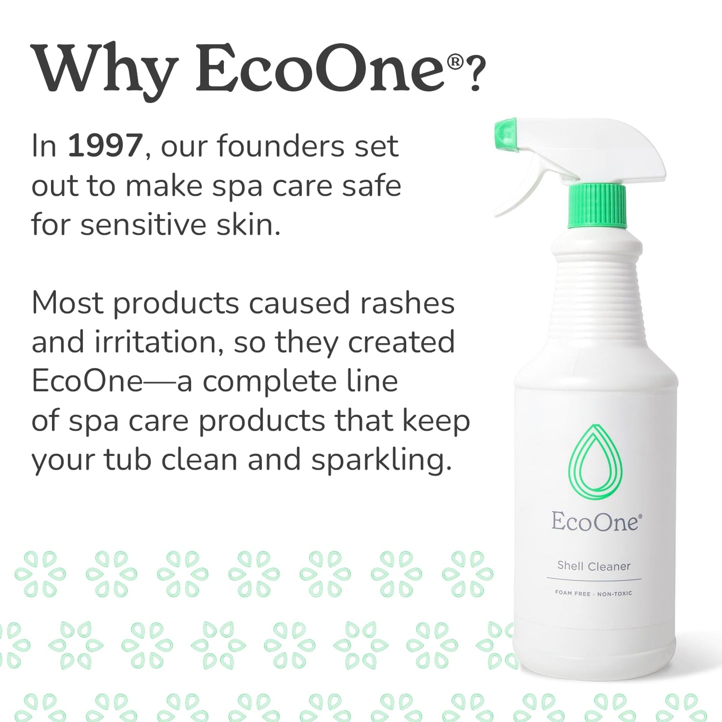 Shell Cleaner by EcoOne | All-Natural, Fragrance-Free Spa & Hot Tub Surface Cleaner | Hot Tub Shell Cleaner Removes Scum, Grime, & Stains | Foam-Free Spray-and-Wipe Hot Tub Cleaner, 32 Oz