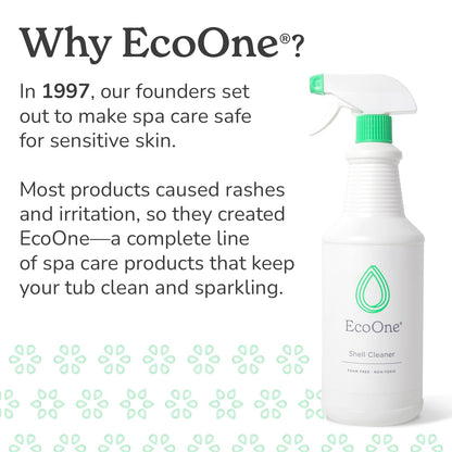 Shell Cleaner by EcoOne | All-Natural, Fragrance-Free Spa & Hot Tub Surface Cleaner | Hot Tub Shell Cleaner Removes Scum, Grime, & Stains | Foam-Free Spray-and-Wipe Hot Tub Cleaner, 32 Oz