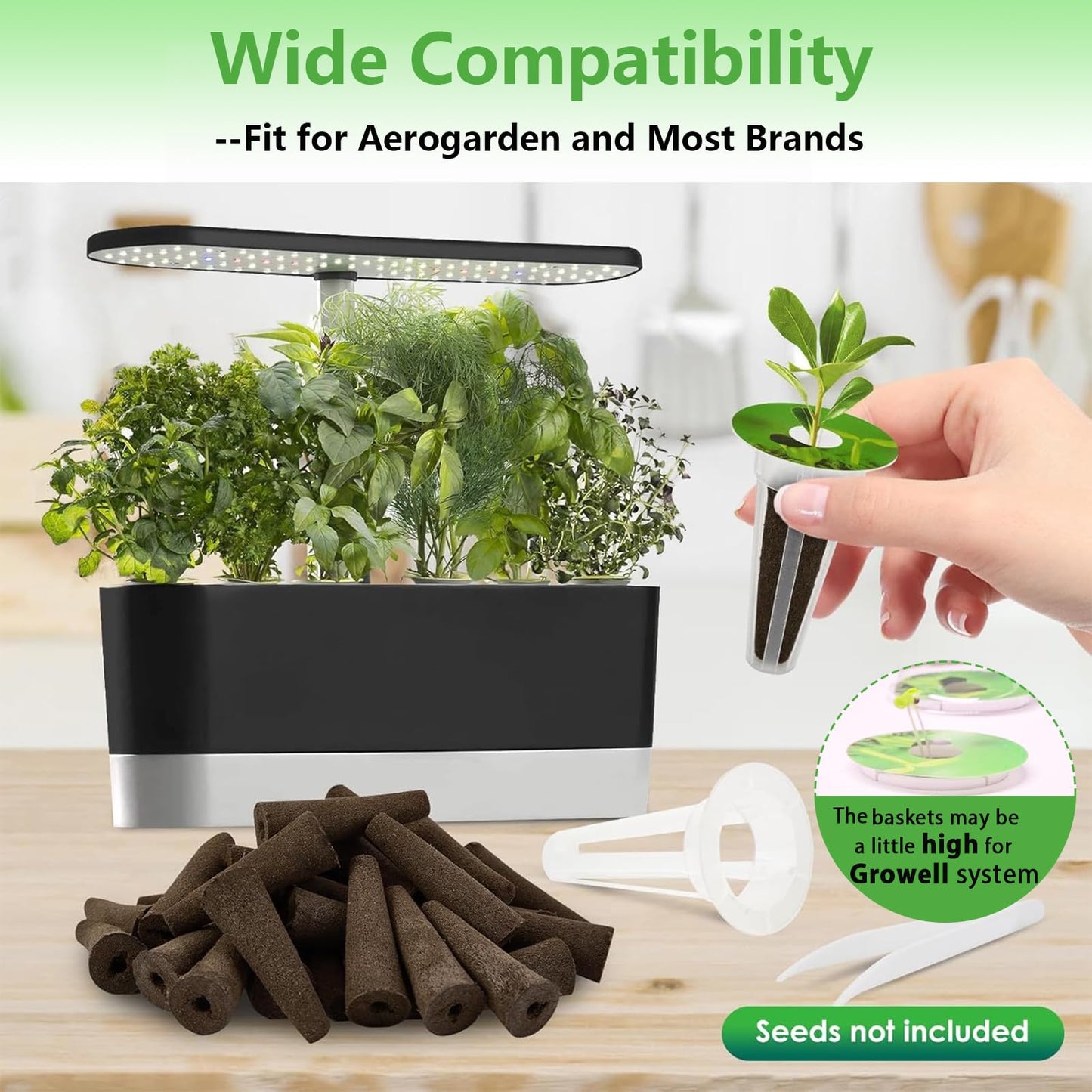 251PCS Seed Pod Kit for Aerogarden, Hydroponics Growing System for Garden Indoor, Grow Anything Kit for Hydroponics, 60 Grow Sponges, 60 Pod Labels, 15 Baskets, 15 Domes,100 Plant Labels, 1 Tweezers