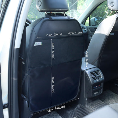Viaviat Car Seat Protector Large Kick Mat 2 Pack Durable Water Resistant Auto Seat Back Covers with 2 Mesh Pockets Protection Against Dust Mud Scratches (Black, 2-Pack)