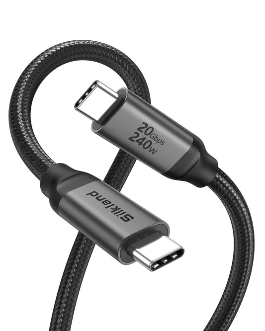 Silkland USB C Monitor Display Cable [4K@144Hz/60Hz 8K@30Hz], USB C 3.2 Gen 2x2 Video Cable, 20Gbps Data Transfer, 240W PD Fast Charge, Type C Cable Compatible with MacBook Pro, iPad, Mac Studio 10FT
