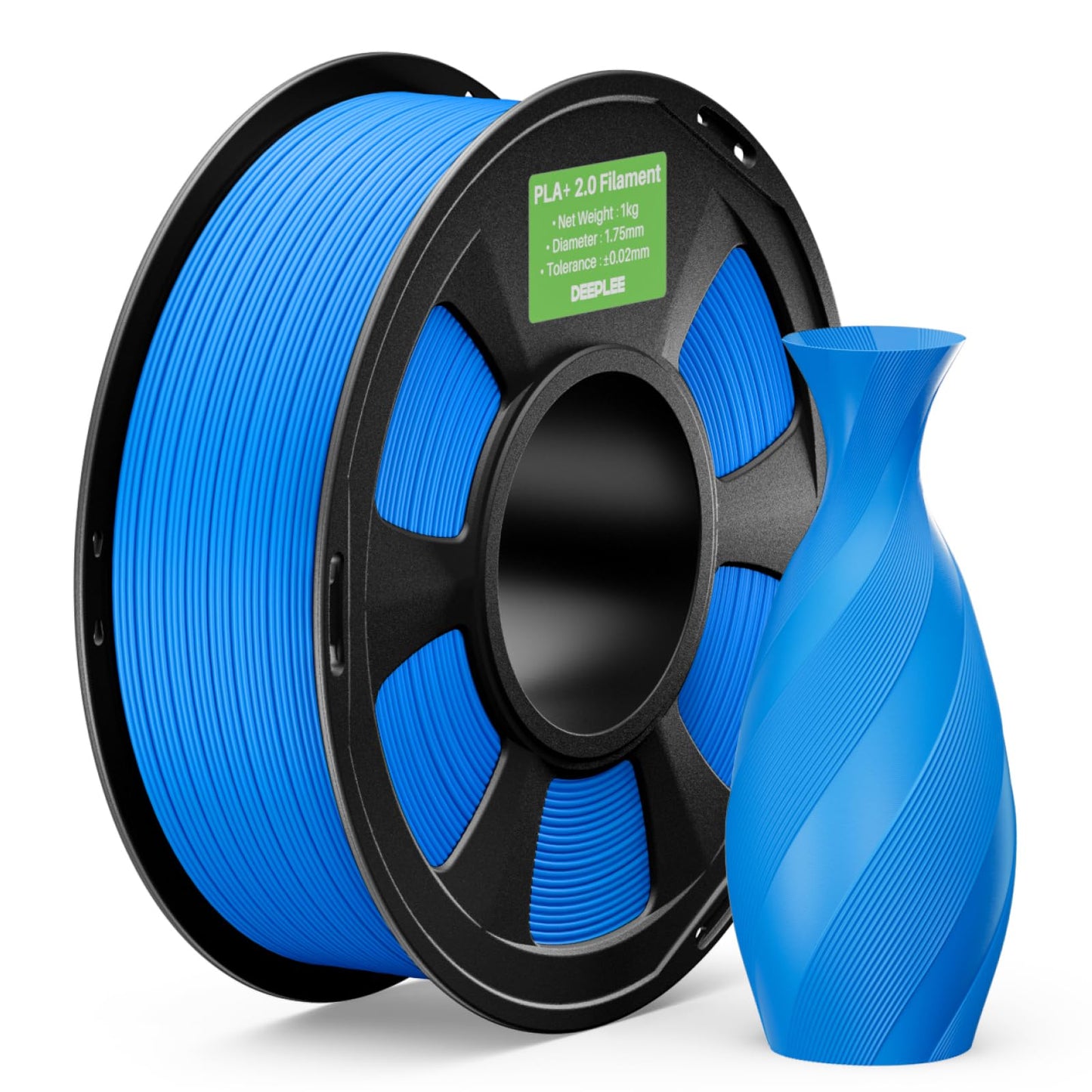 DEEPLEE PLA Plus 2.0 Filament Sky Blue 1KG, 3D Printer Filaments Upgraded PLA+ 1.75mm Fits for Most FDM 3D Printers