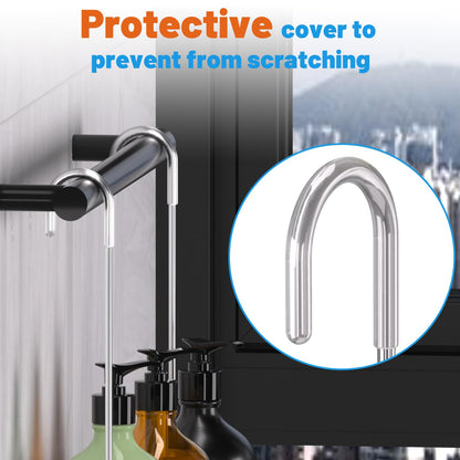 Shower Caddy Hanging, YUOROS Over the Door Shower Organizer Rack 304 Stainless Steel Rustproof (Silver)
