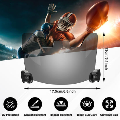 Automiim 2 Pcs Football Visor, Football Helmet Visor Fits Youth & Adult, Professional Football Visor Eye-Shield with High Clarity and Anti-Scratch Football Protective Gear, Black and Clear