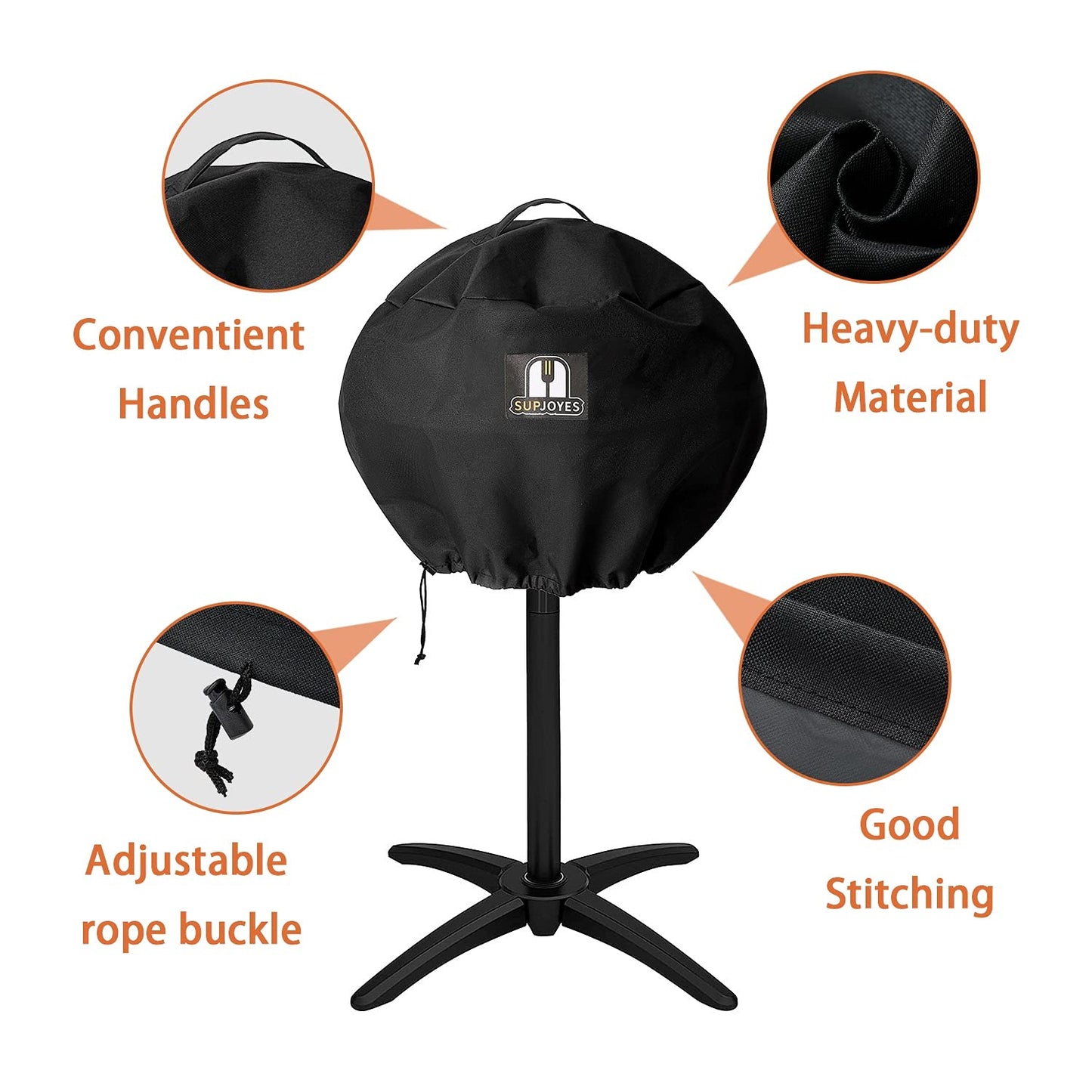 SUPJOYES BBQ Cover for George Foreman Electric Grill, Indoor Outdoor Round BBQ Covers for GGR50B, GFO3320, GFO240